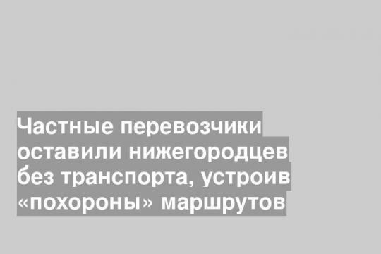 Частные перевозчики оставили нижегородцев без транспорта, устроив «похороны» маршрутов