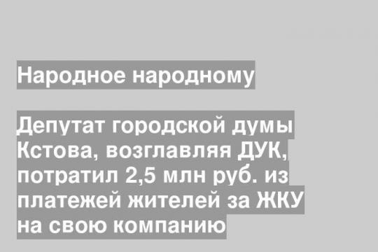 Депутат городской думы Кстова, возглавляя ДУК, потратил 2,5 млн руб. из платежей жителей за ЖКУ на свою компанию