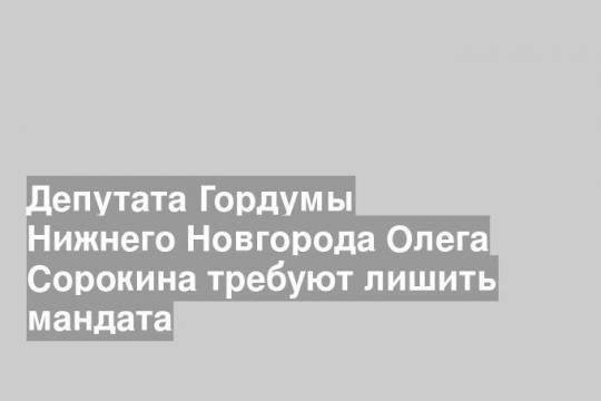 Депутата Гордумы Нижнего Новгорода Олега Сорокина требуют лишить мандата