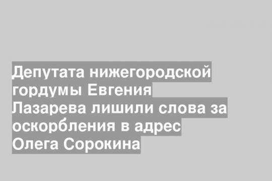 Депутата нижегородской гордумы Евгения Лазарева лишили слова за оскорбления в адрес Олега Сорокина