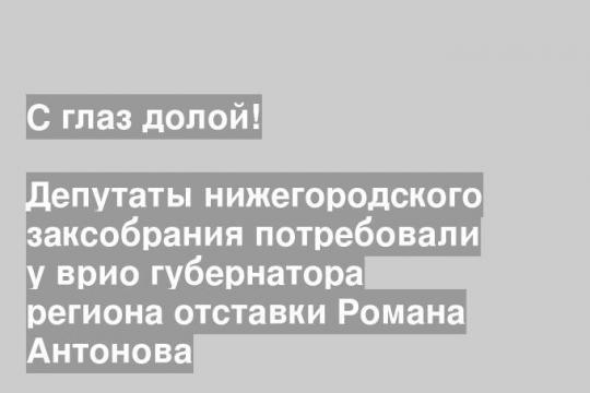 Депутаты нижегородского заксобрания потребовали у врио губернатора региона отставки Романа Антонова