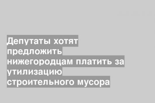 Депутаты хотят предложить нижегородцам платить за утилизацию строительного мусора
