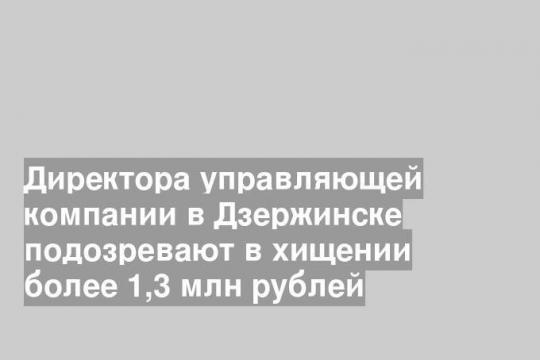 Директора управляющей компании в Дзержинске подозревают в хищении более 1,3 млн рублей