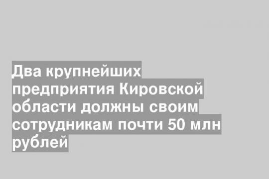 Два крупнейших предприятия Кировской области должны своим сотрудникам почти 50 млн рублей