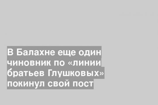 В Балахне еще один чиновник по «линии братьев Глушковых» покинул свой пост