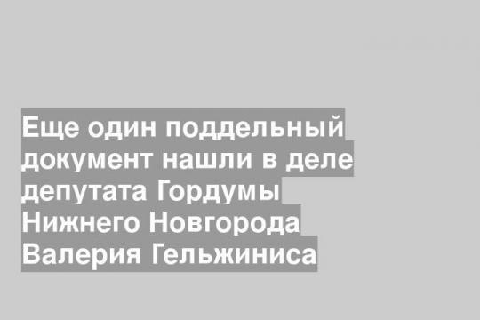 Еще один поддельный документ нашли в деле депутата Гордумы Нижнего Новгорода Валерия Гельжиниса