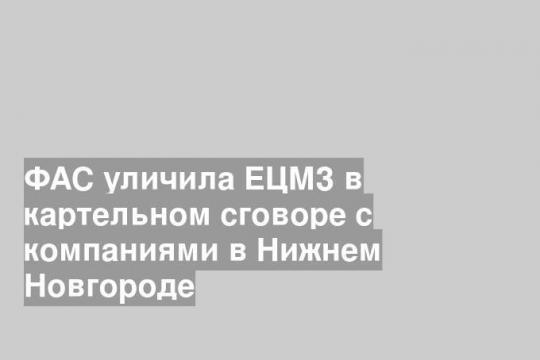 ФАС уличила ЕЦМЗ в картельном сговоре с компаниями в Нижнем Новгороде