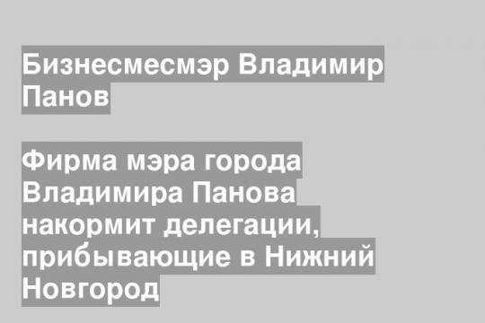 Фирма мэра города Владимира Панова накормит делегации, прибывающие в Нижний Новгород