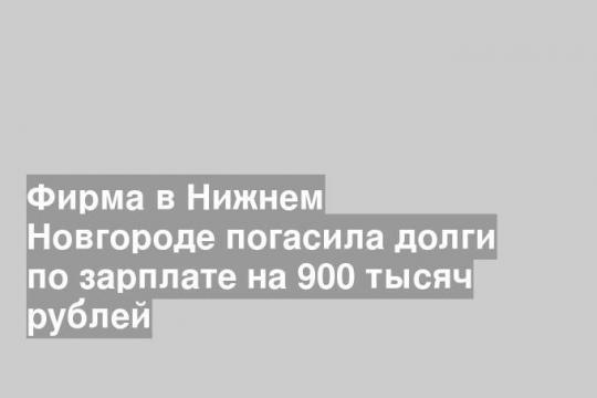 Фирма в Нижнем Новгороде погасила долги по зарплате на 900 тысяч рублей