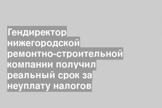 Гендиректор нижегородской ремонтно-строительной компании получил реальный срок за неуплату налогов