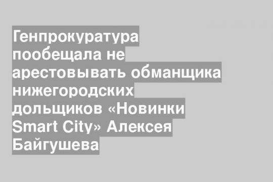 Генпрокуратура пообещала не арестовывать обманщика нижегородских дольщиков «Новинки Smart City» Алексея Байгушева