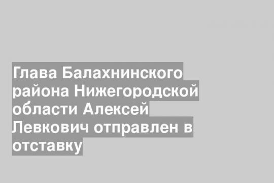 Глава Балахнинского района Нижегородской области Алексей Левкович отправлен в отставку
