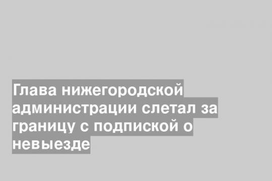 Глава нижегородской администрации слетал за границу с подпиской о невыезде