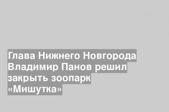 Глава Нижнего Новгорода Владимир Панов решил закрыть зоопарк «Мишутка»