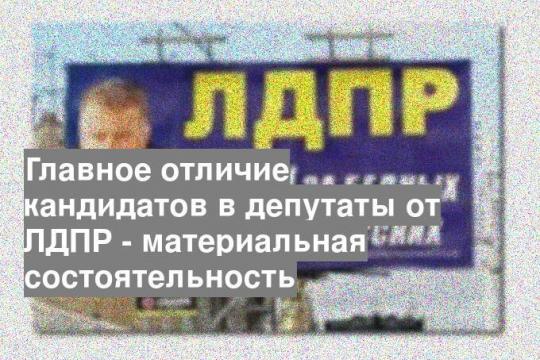 Главное отличие кандидатов в депутаты от ЛДПР - материальная состоятельность