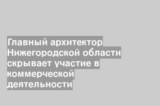Главный архитектор Нижегородской области скрывает участие в коммерческой деятельности