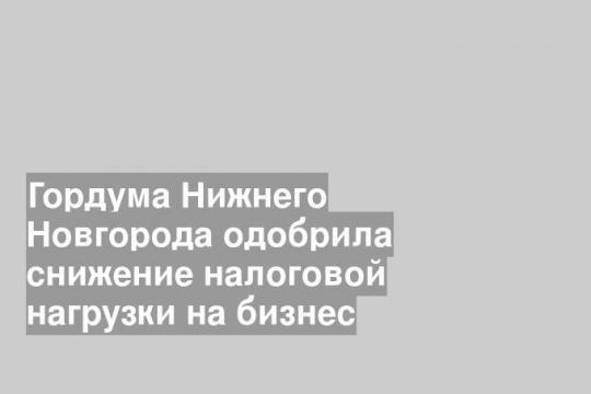 Гордума Нижнего Новгорода одобрила снижение налоговой нагрузки на бизнес