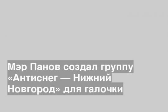 Мэр Панов создал группу «Антиснег — Нижний Новгород» для галочки
