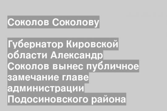 Губернатор Кировской области Александр Соколов вынес публичное замечание главе администрации Подосиновского района