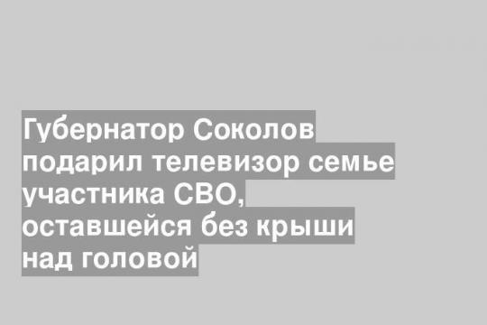 Губернатор Соколов подарил телевизор семье участника СВО, оставшейся без крыши над головой