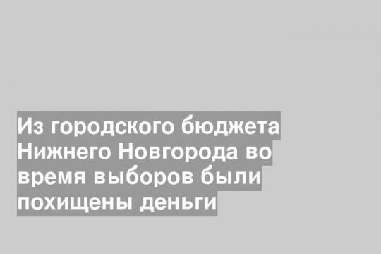 Из городского бюджета Нижнего Новгорода во время выборов были похищены деньги