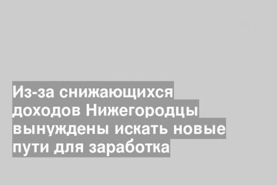 Из-за снижающихся доходов Нижегородцы вынуждены искать новые пути для заработка