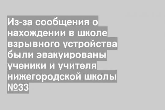 Из-за сообщения о нахождении в школе взрывного устройства были эвакуированы ученики и учителя нижегородской школы №33