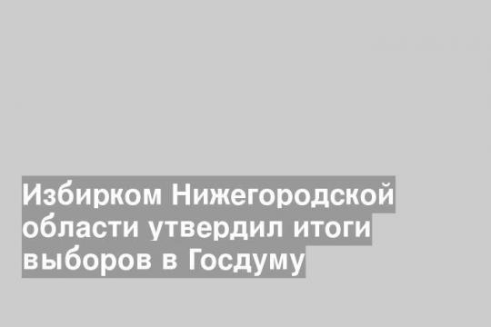 Избирком Нижегородской области утвердил итоги выборов в Госдуму