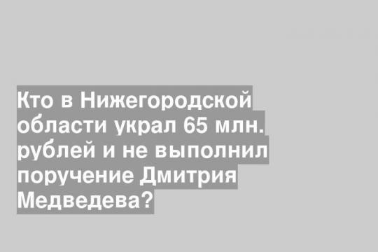 Кто в Нижегородской области украл 65 млн. рублей и не выполнил поручение Дмитрия Медведева?