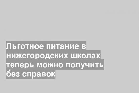 Льготное питание в нижегородских школах теперь можно получить без справок