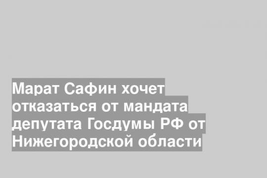 Марат Сафин хочет отказаться от мандата депутата Госдумы РФ от Нижегородской области