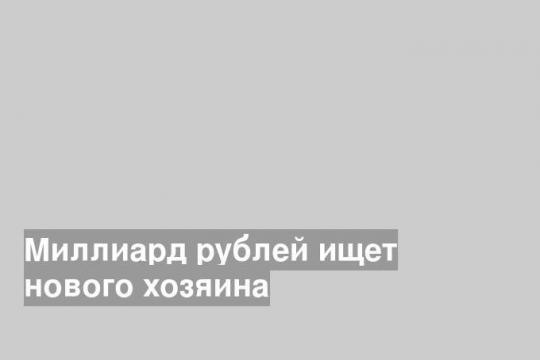 Миллиард рублей ищет нового хозяина