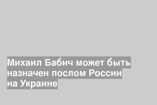 Михаил Бабич может быть назначен послом России на Украине