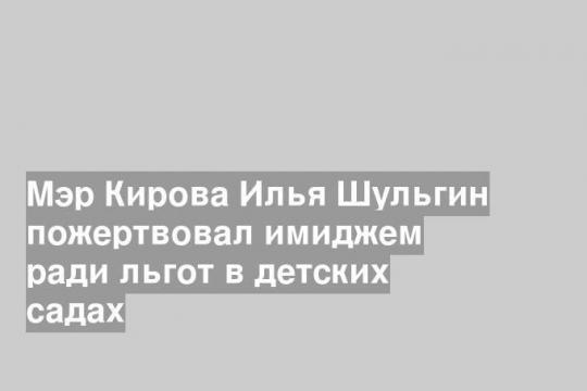 Мэр Кирова Илья Шульгин пожертвовал имиджем ради льгот в детских садах