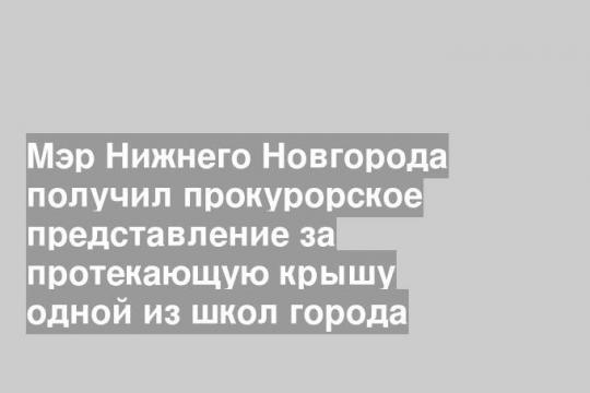 Мэр Нижнего Новгорода получил прокурорское представление за протекающую крышу одной из школ города