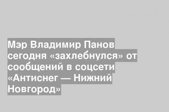 Мэр Владимир Панов сегодня «захлебнулся» от сообщений в соцсети «Антиснег — Нижний Новгород»