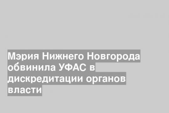 Мэрия Нижнего Новгорода обвинила УФАС в дискредитации органов власти