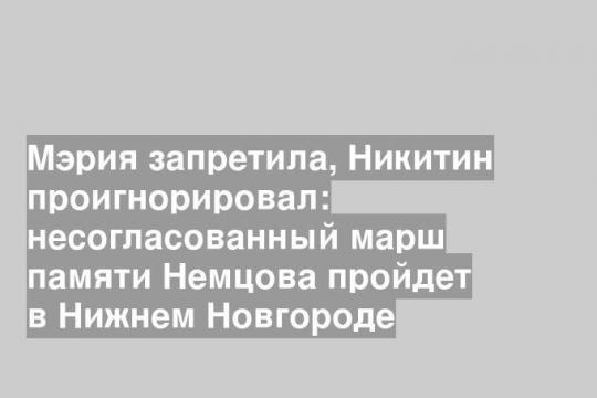 Мэрия запретила, Никитин проигнорировал: несогласованный марш памяти Немцова пройдет в Нижнем Новгороде