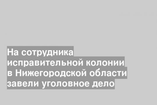 На сотрудника исправительной колонии в Нижегородской области завели уголовное дело