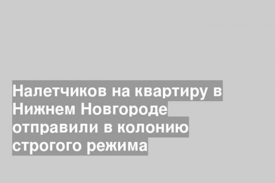 Налетчиков на квартиру в Нижнем Новгороде отправили в колонию строгого режима