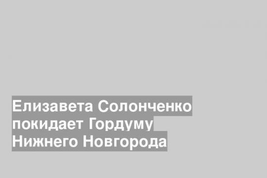 Елизавета Солонченко покидает Гордуму Нижнего Новгорода