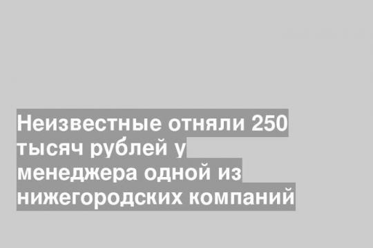 Неизвестные отняли 250 тысяч рублей у менеджера одной из нижегородских компаний