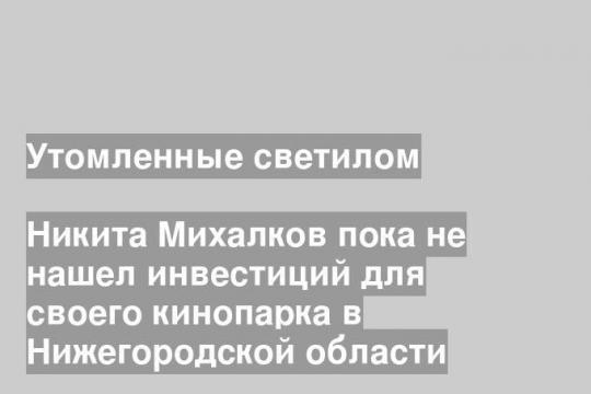 Никита Михалков пока не нашел инвестиций для своего кинопарка в Нижегородской области