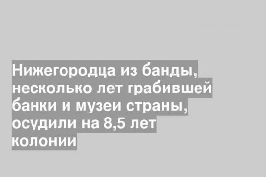 Нижегородца из банды, несколько лет грабившей банки и музеи страны, осудили на 8,5 лет колонии