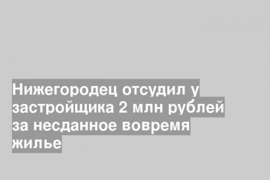 Нижегородец отсудил у застройщика 2 млн рублей за несданное вовремя жилье