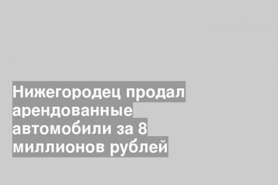Нижегородец продал арендованные автомобили за 8 миллионов рублей