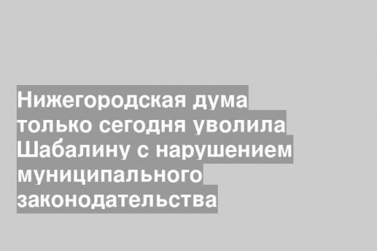 Нижегородская дума только сегодня уволила Шабалину с нарушением муниципального законодательства