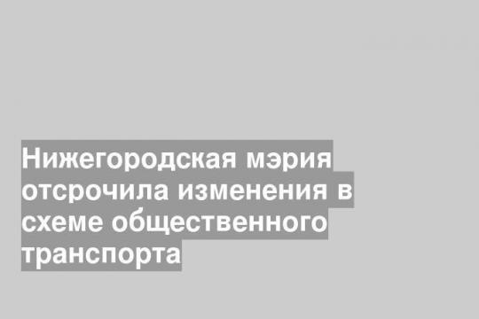 Нижегородская мэрия отсрочила изменения в схеме общественного транспорта