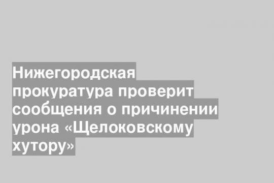 Нижегородская прокуратура проверит сообщения о причинении урона «Щелоковскому хутору»