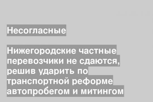 Нижегородские частные перевозчики не сдаются, решив ударить по транспортной реформе автопробегом и митингом